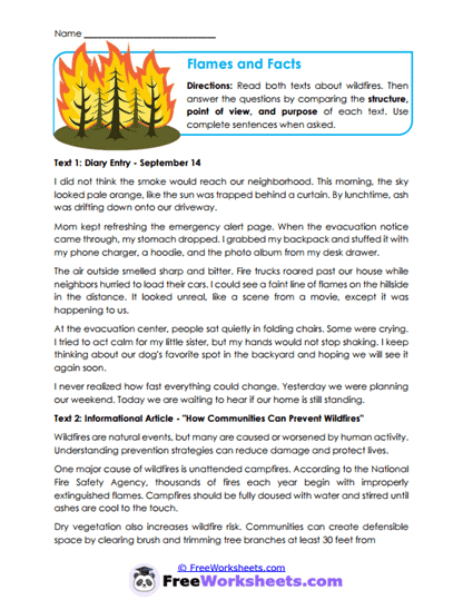 Grade 8 Comparing Texts Worksheet Collection
