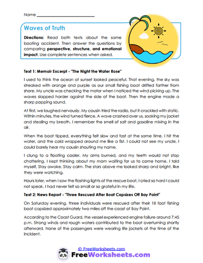 Waves of Truth Worksheet