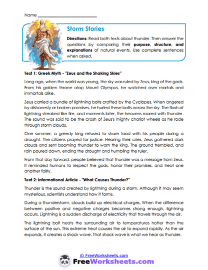 Storm Stories Worksheet