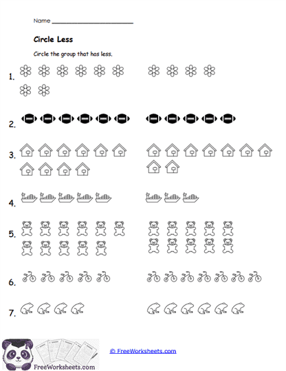 Circle Less Worksheet