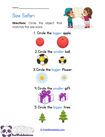 Size Choices Worksheet