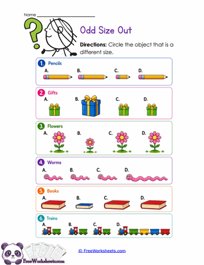 Size Oddity Worksheet