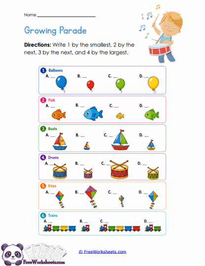 Size Parade Worksheet