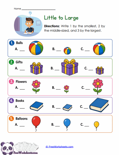 Size Order Worksheet