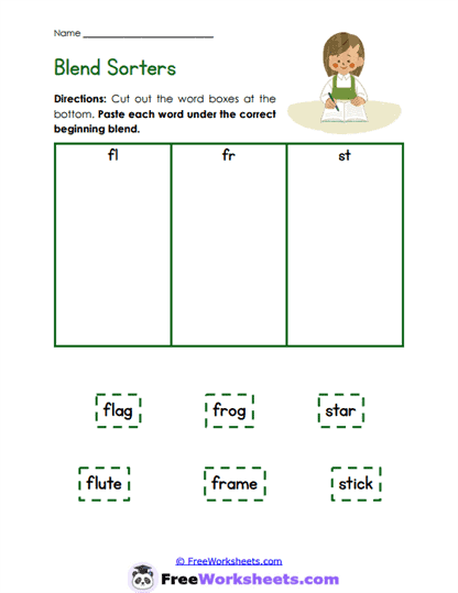 Blend Sorters Worksheet