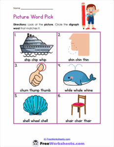Consonant Digraphs Worksheets For Kindergarten - FreeWorksheets.Com