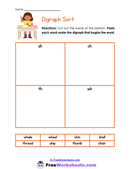 Digraph Sort Worksheet