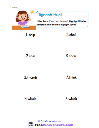 Digraph Hunt Worksheet