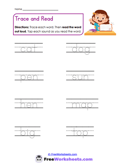 Trace and Read Worksheet