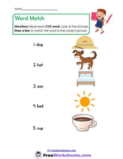 Word Match Worksheet