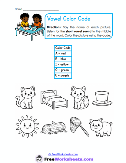 Color the Vowels Worksheet