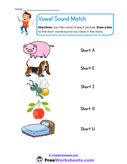 Vowel Sound Match Worksheet