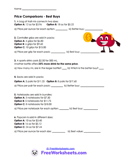 Better Deals Worksheet