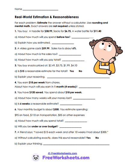 Smart Estimates Worksheet
