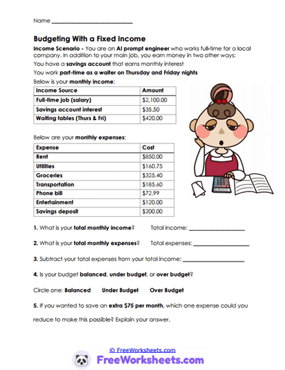 Money Planning Worksheet