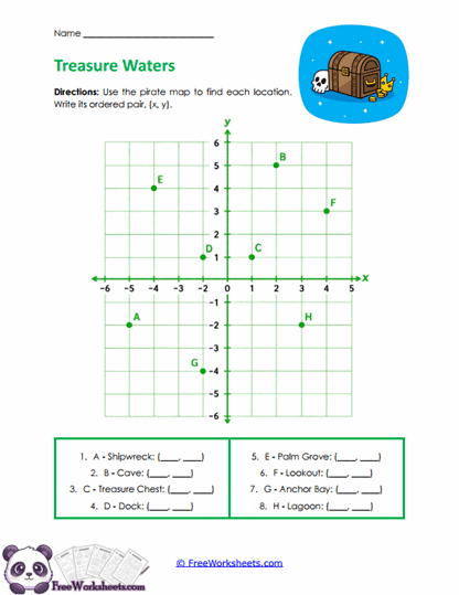 Treasure Coordinates Worksheet