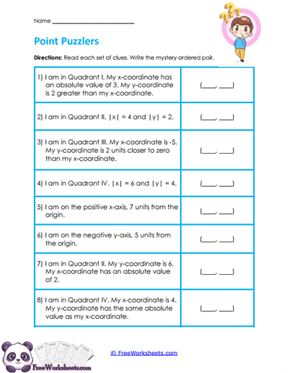 Point Clues Worksheet