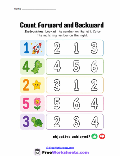 Match Numbers Worksheet