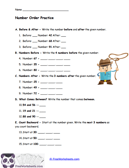 Number Order Worksheet