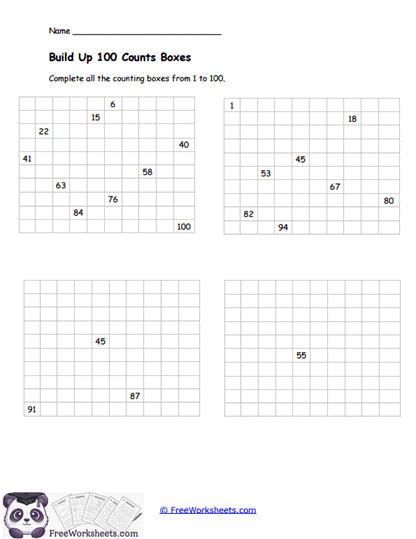 Build Up 100 Counts Boxes Worksheet