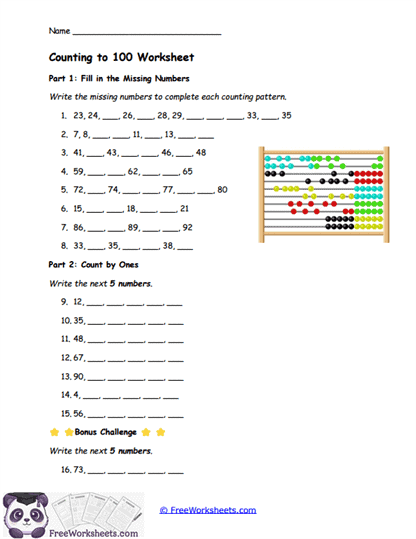 Sense Counter Worksheet