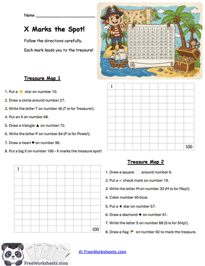 X Marks the Spot Worksheet
