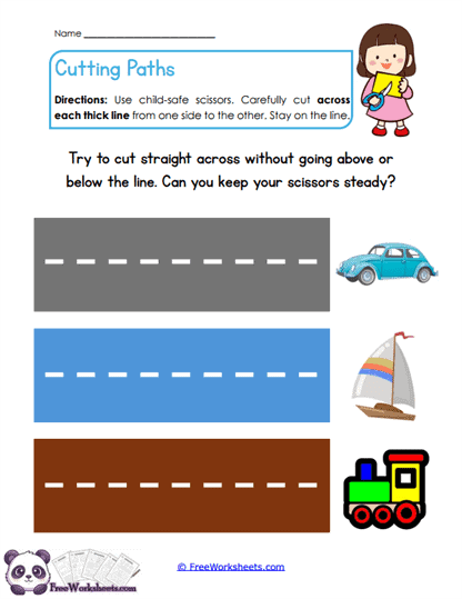 Cutting Practice (Scissor Skills) Preschool Worksheet Collection