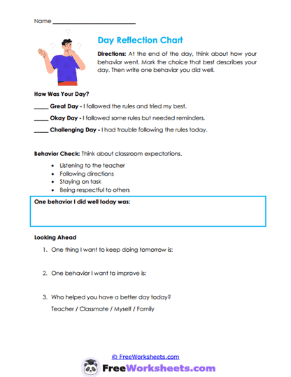 Day Reflection Worksheet