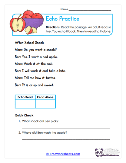 Echo Practice Worksheet