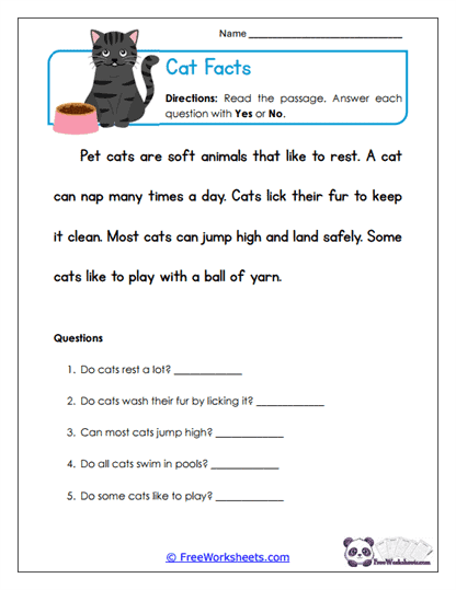 Cat Facts Worksheet
