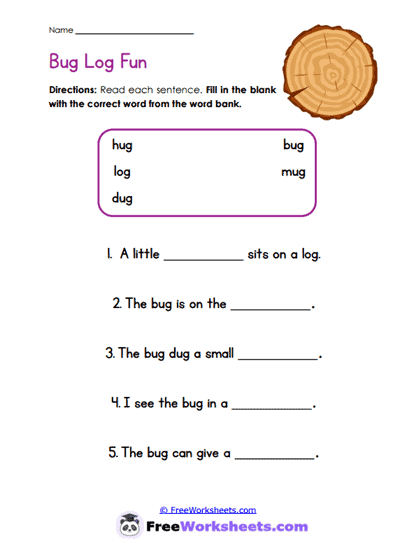 Bug Log Fun Worksheet