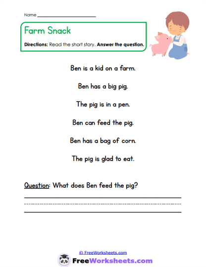 Farm Snack Worksheet