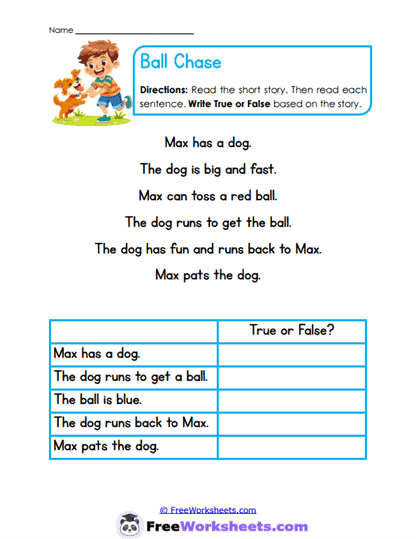 Ball Chase Worksheet