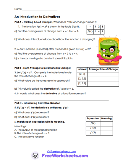 Change Rates Worksheet