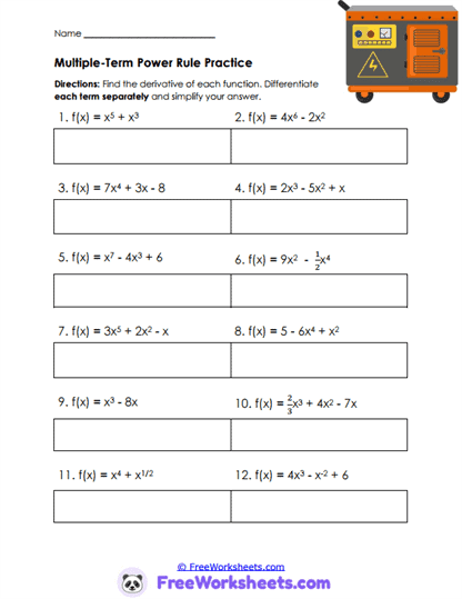 Power Steps Worksheet