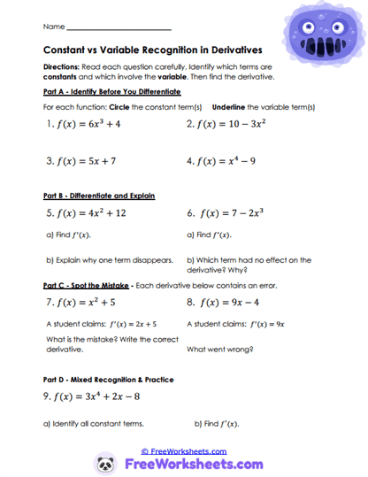 Constant Clues Worksheet