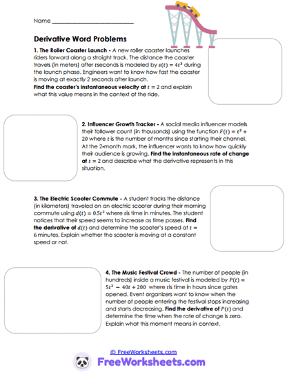 Motion Rates Worksheet