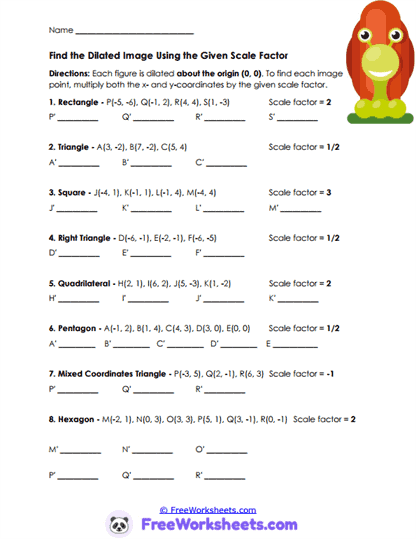 Coordinate Stretch Worksheet