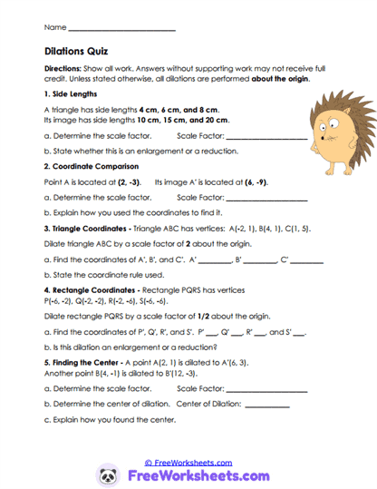 Dilation Review Worksheet