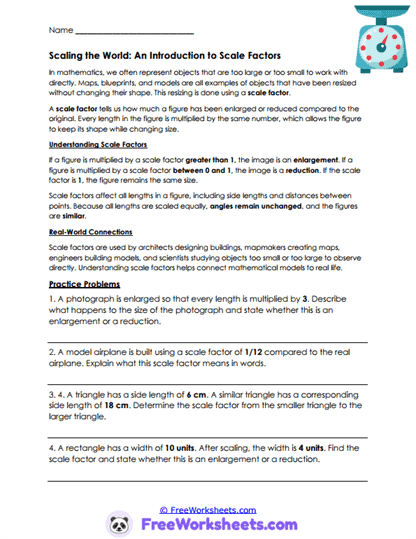 Scale Sense Worksheet