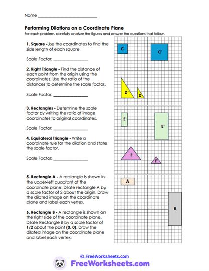 Dilations and Scale Factors Worksheet Collection