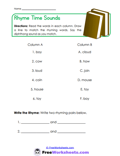Rhyme Time Sounds Worksheet
