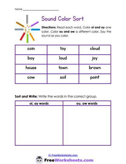 Cut and Sort Sounds Worksheet