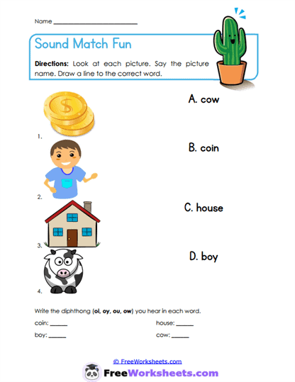Sound Match Fun Worksheet