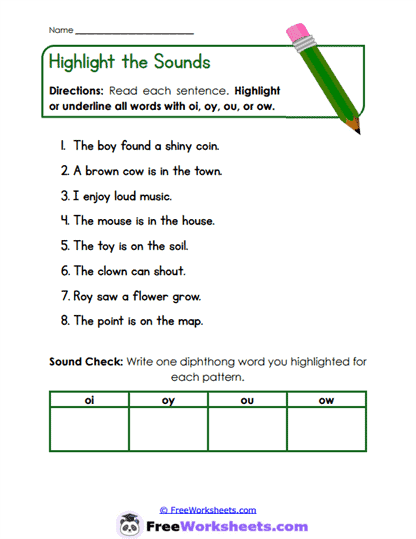 Highlight the Sounds Worksheet