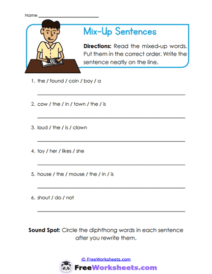Mix-Up Sentences Worksheet