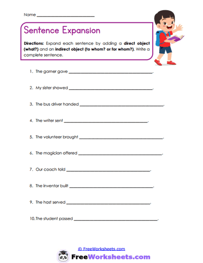 Object Expansion Worksheet