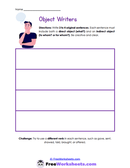 Object Writing Worksheet