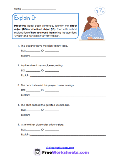 Object Explanations Worksheet