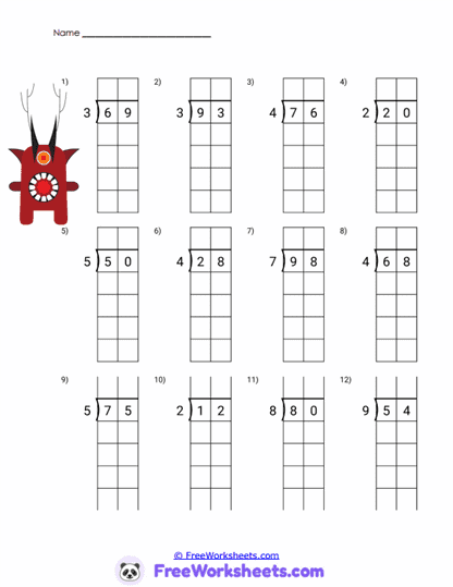 Division Trails Worksheet